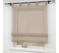 Joyswahl Store Romain Uni à Passant en Polyester Voilage Transparent Décoration pour Salon Cuisine Moderne Sophia 1 Pièce Marron LxH 140x140CM