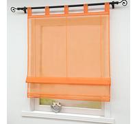Joyswahl Store Romain Uni à Passant en Polyester Voilage Transparent Décoration pour Salon Cuisine Moderne Sophia 1 Pièce Orange LxH 60x140CM