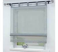 Joyswahl Store Romain Uni à Passant en Polyester Voilage Transparent Décoration pour Salon Cuisine Moderne Sophia 1 Pièce Gris LxH 100x140CM