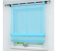 Joyswahl Store Romain Uni à Passant en Polyester Voilage Transparent Décoration pour Salon Cuisine Moderne Sophia 1 Pièce Bleu LxH 80x140CM