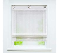 Joyswahl Ursel Store Romain Blanc Semi-Transparent avec Crochet Motif de Pluie Rideau Voilage en Voile pour Fenêtre LxH 120x140cm 1 Pièce