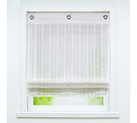 Joyswahl Ursel Store Romain Blanc Semi-Transparent avec Crochet Motif de Rayures Rideau Voilage en Voile pour Fenêtre LxH 100x140cm 1 Pièce