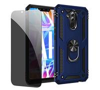 JOYTAG Coque kompatibel Huawei Mate 20 Lite Bleu étui de Protection avec Protecteur d'écran en Verre de confidentialité Anti-Espion