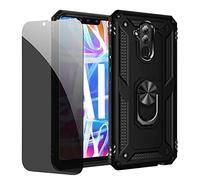 JOYTAG Coque kompatibel Huawei Mate 20 Lite Noir étui de Protection avec Protecteur d'écran en Verre de confidentialité Anti-Espion