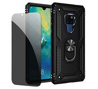 JOYTAG Coque kompatibel Huawei Mate 20 Noir étui de Protection avec Protecteur d'écran en Verre de confidentialité Anti-Espion