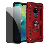 JOYTAG Coque kompatibel Huawei Mate 20 Rouge étui de Protection avec Protecteur d'écran en Verre de confidentialité Anti-Espion