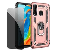 Joytag Coque kompatibel Huawei P30 Or Rose étui de Protection avec Protecteur d'écran en Verre de confidentialité Anti-Espion