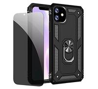JOYTAG Coque kompatibel Iphone 11 Noir étui de Protection avec Protecteur d'écran en Verre de confidentialité Anti-Espion