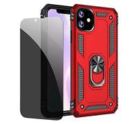 JOYTAG Coque kompatibel Iphone 11 Rouge étui de Protection avec Protecteur d'écran en Verre de confidentialité Anti-Espion