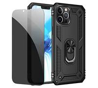 JOYTAG Coque kompatibel Iphone 12 Pro Max Noir étui de Protection avec Protecteur d'écran en Verre de confidentialité Anti-Espion