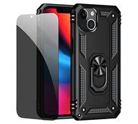 JOYTAG Coque kompatibel Iphone 13 Noir étui de Protection avec Protecteur d'écran en Verre de confidentialité Anti-Espion