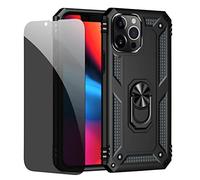 JOYTAG Coque kompatibel Iphone 13 Pro Max Noir étui de Protection avec Protecteur d'écran en Verre de confidentialité Anti-Espion