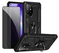 JOYTAG Coque kompatibel Oppo A94 5G Noir étui de Protection avec Protecteur d'écran en Verre de confidentialité Anti-Espion