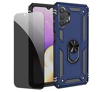JOYTAG Coque kompatibel Samsung A32 5G Bleu étui de Protection avec Protecteur d'écran en Verre de confidentialité Anti-Espion