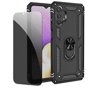 JOYTAG Coque kompatibel Samsung A32 5G Noir étui de Protection avec Protecteur d'écran en Verre de confidentialité Anti-Espion