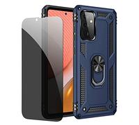 JOYTAG Coque kompatibel Samsung A72 4G/5G Bleu étui de Protection avec Protecteur d'écran en Verre de confidentialité Anti-Espion
