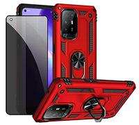 Joytag Coque Oppo A94 5G Rouge étui de Protection avec Protecteur d'écran en Verre de confidentialité Anti-Espion