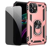 JOYTAG Coque pour Iphone 12 Or Rose étui de Protection avec Protecteur d'écran en Verre de confidentialité Anti-Espion