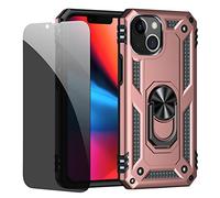 JOYTAG Coque pour Iphone 13 Mini Or Rose étui de Protection avec Protecteur d'écran en Verre de confidentialité Anti-Espion
