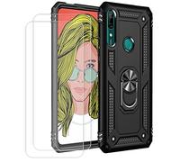 JOYTAG kompatibel Coque Huawei P Smart Z,Etui + Verre Trempé[2 Pièces] magnétique Support Armure Robuste Antichoc Silicone TPU 360 degré Cas de téléphone de Voiture Bumper-Noir