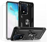 JOYTAG kompatibel Coque Samsung S20+,Etui + Protection ecran[2 Pièces] magnétique Support Armure Robuste Antichoc Silicone TPU 360 degré Cas de téléphone de Voiture Bumper-Noir