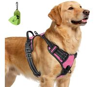 Joytale Harnais Chien, Réfléchissant Respirante Harnais Anti Traction pour Chien avec Attache Devant et Poignée Contrôle Sécurité pour Grand, Rose, XL