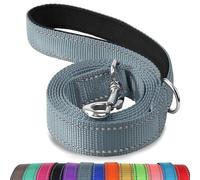 Joytale Laisse Double Face Réfléchissante Robuste pour Chien, avec Poignée Rembourée,1.2m x 2.5cm,Gris