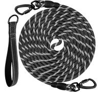 Joytale Longe pour Chien 5m/ 10m/ 15m/ 20m, Poignée Rembourrée, Double Crochets Robustes, Laisse de Dressage pour Chien de Moyen à Grandes Taille (Noir, 10m)