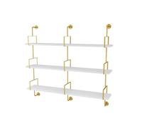 Joytar Étagères flottantes en métal Style Industriel, étagère Murale pour Rangement de teintures capillaires, rayonnage Mural en Bois pour Salon de Coiffure, barbier, Salle de Bain et Bar(48x8x42in)