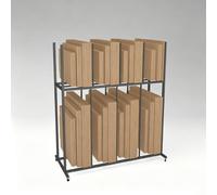 Joytar Support Mobile pour cartons, Rack de Stockage Portable | Rack métallique pour boîtes en carton avec roulettes et séparateurs - Pour domicile, supermarché(2 Tier)