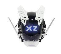 Joytopiaminds Future Punk Masque intégral avec écran LED personnalisable, masque lumineux réglable contrôlé par application avec cornes et ailes blanches pour Halloween, cosplay et fêtes costumées