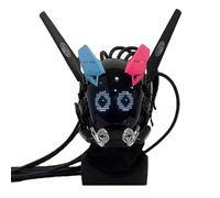 Joytopiaminds Future Punk Masque intégral mécanique avec écran LED personnalisable, masque lumineux réglable contrôlé par application, cornes et ailes bicolores pour Halloween, cosplay et fêtes