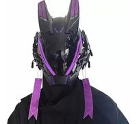 Joytopiaminds Future Punk Masque intégral Mecha Knight avec bande lumineuse LED, pendentif gratuit et cape à capuche pour Halloween, cosplay et fêtes