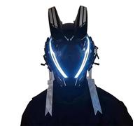Joytopiaminds Future Punk Masque intégral Mecha Knight avec bande lumineuse LED, pendentif gratuit et cape à capuche pour Halloween, cosplay et fêtes