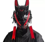 Joytopiaminds Future Punk Masque intégral Mecha Knight avec bande lumineuse LED, pendentif gratuit et cape à capuche pour Halloween, cosplay et fêtes