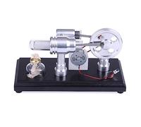 Joytopiaminds Kits de modèles de moteur Stirling, moteur à combustion externe Stirling double cylindre avec générateur de lumière LED et double piston pour affichage des expériences de sciences