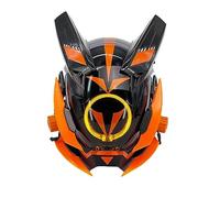 Joytopiaminds Masque intégral Cyberpunk avec lumière LED et cornes - Accessoire de costume futuriste rechargeable avec couteaux à air pour Halloween, cosplay et fêtes costumées