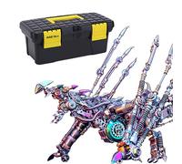 Joytopiaminds Puzzles 3D en métal pour adultes, plus de 1 390 pièces, modèle de dragon intelligent steampunk avec tubes lumineux colorés, décorations créatives pour la maison ou le bureau