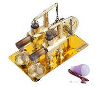 Joytopiaminds Stirling Engine Model Kit, Balance Dual Cylinder Hot Air Stirling Engine with LED Bulb for Physical Science Experiment Display