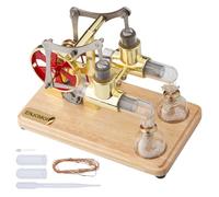 Joytopiaminds Stirling Engine Model Kit, Balance Twin Cylinder Hot Air Stirling Engine with LED String for Physical Science Experiment Display