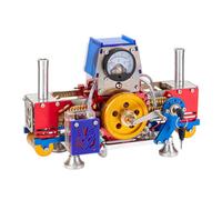 Joytopiaminds Stirling Kit de modèle de moteur à double cylindre horizontal opposé avec sortie USB et voltmètre pour affichage des expériences de sciences physiques