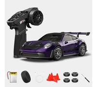 Joytopiaminds Voiture de dérive RC en alliage à l'échelle 1/43 avec deux modes de dérive/course, voiture de course télécommandée 2,4 G 4WD avec lumières LED et gyroscope réglable, modèle de course de