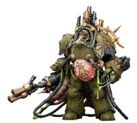 JOYTOY Death Guard Lord of Virulence Warhammer 40K 1/18 Figurine d'action Death Guard Seigneur de la Virulence avec poing puissant et double lanceur de peste Modèle de collection 14 cm Précommande en