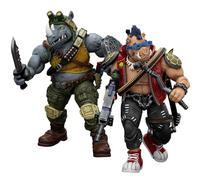 JOYTOY TMNT Rocksteady Beebop 2 pièces 1/18 TMNT-Rocksteady Beebop Action Figure, Removable Weapons Character Figure, Posable Joints, 4,5 pouces Collectible Model, Birthday Gift
