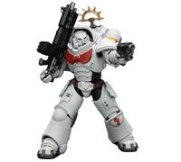 JOYTOY White Scars Warhammer 40k 1/18 Action Figure Game Edition White Scars Intercesseur lourd avec fusil à boulon lourd et pistolet à boulon Cadeaux de collection, jouets pour enfants de 15 ans et
