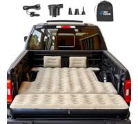 JOYTUTUS Matelas gonflable épais 4.0 avec extension, lit de camion gonflable de 1,8 à 2,5 m, lit de camion standard avec pompe à air et 2 oreillers, camel et noir