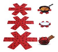JOYUE Protection Casseroles et Protège-Poêle, 15 Pcs Feutre Rembourré Imprimé Premium Coussinets D'intercalaire Séparé et Protéger les Surfaces de Ustensiles de Cuisine pour Eviter les Rayures (Rouge)