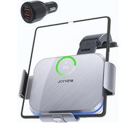 JOYVEVA Chargeur de Voiture sans Fil à Double Bobine pour Galaxy Z Fold 7/6/5/4/3/2/Mate XT, Support de téléphone Portable à Charge Rapide pour Samsung Z Fold 3, Support de téléphone Portable Paysage