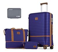 Joyway Ensemble de valises 3 pièces avec roue rotative, côté rigide extensible avec serrure TSA, Marron marine - Neuf, Large Luggage-28 Inch, Laggage de voyage extensible rigide avec verrou Tsa
