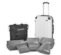 Joyway Valise extensible avec porte-gobelet intelligent et port USB, blanc, 3 piece set (20/24/28inch NEW), Voyage